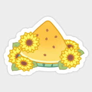 Sweet Yellow Watermelon Fruit Slice with Sunflowers Sticker